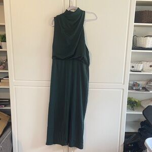 Sleeveless High Neck Maxi Dress in Deep Green